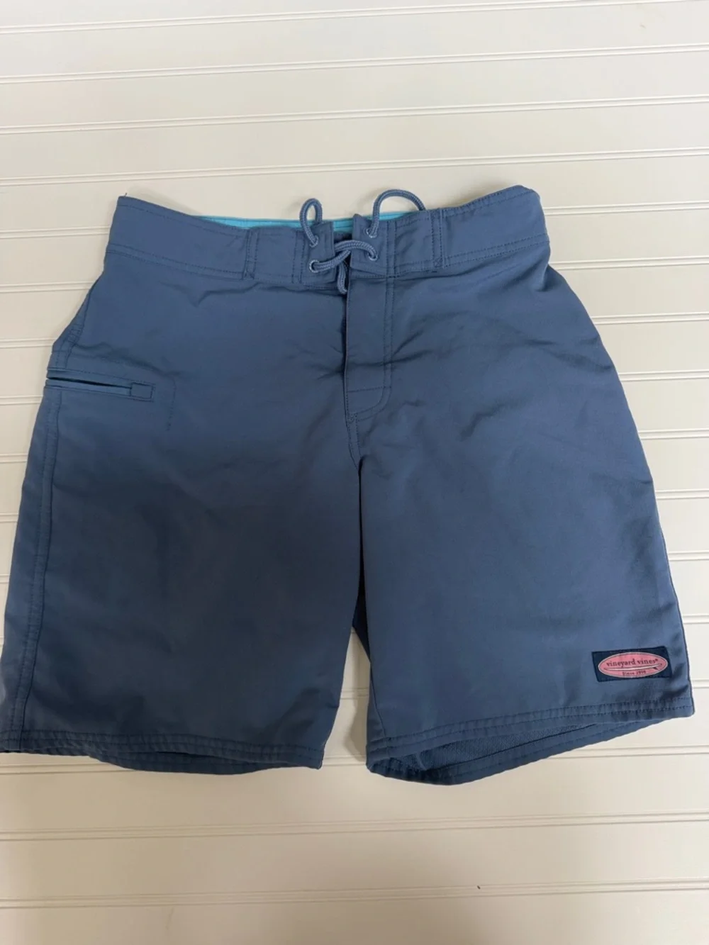 (080)Vineyard Vines Light Blue and Slate Swim Shorts
